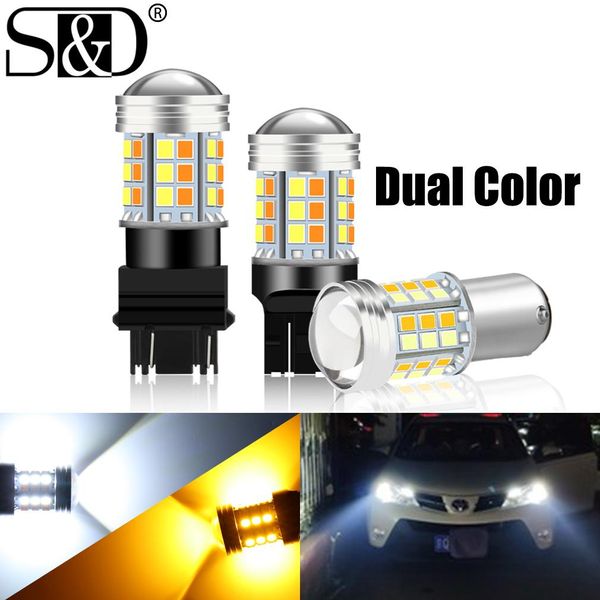 Lâmpada LED Switchback Dual Color 1157 BAY15D P21/5W 12V para Carros 7443 T20 W21/5W / branco,amarelo