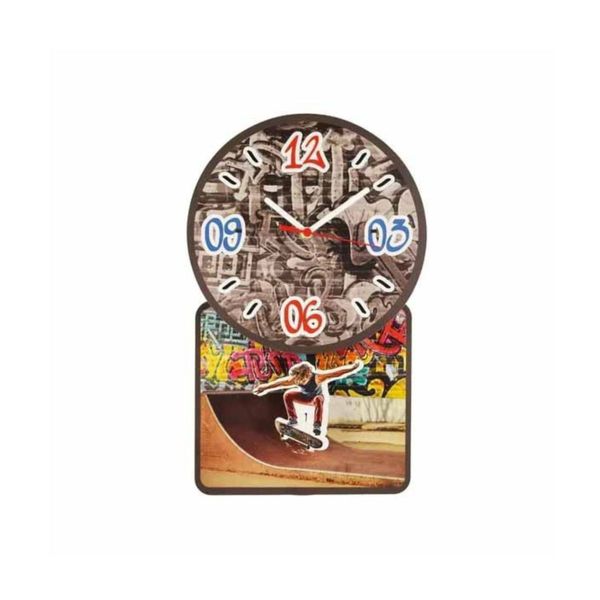 Relógio de Parede com Pêndulo Skate Grafite Relógio de Parede com Pêndulo Skate Grafite
