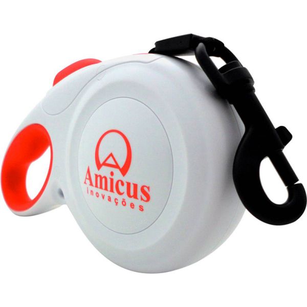 Guia para Cachorro Amicus Retratil Star Flex Branco/Vermelho ate 20Kg (5m) EPAM00002