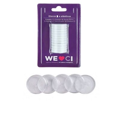 Discos + Elástico p/ Caderno InteligenteTRANSPARENTE M23mm