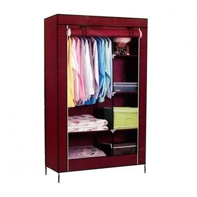 Guarda Roupa Duplo Cabideiro Arara 5 Prateleiras Vermelho