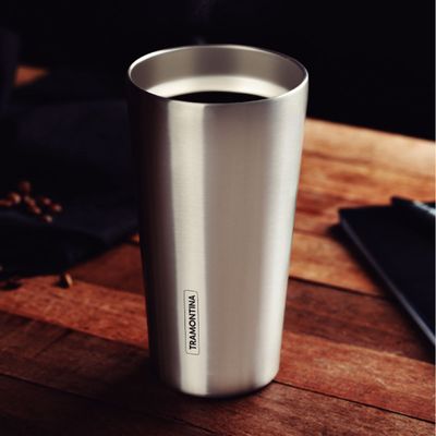 Copo Térmico Tramontina Exata em Aço Inox sem Tampa 420 ml