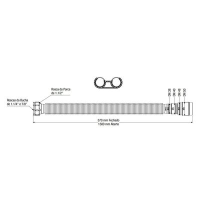 Sifão Sanfonado Extensível Censi 1,5m Branco