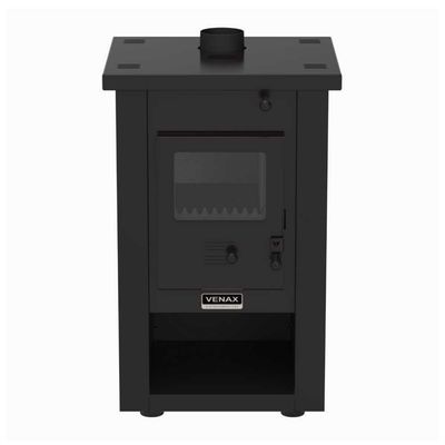 Calefator Com Depósito Para Lenha Dupla Combustão Pyron Preto Fosco - Venax