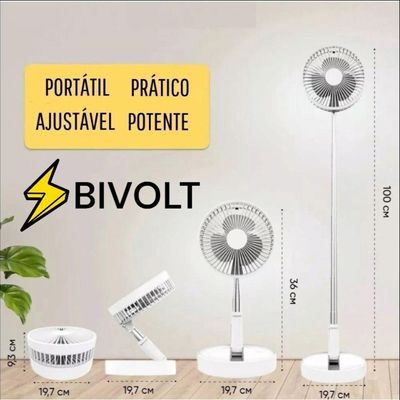 Ventilador Retrátil Recarregável De Mesa Usb Bateria 7200mah