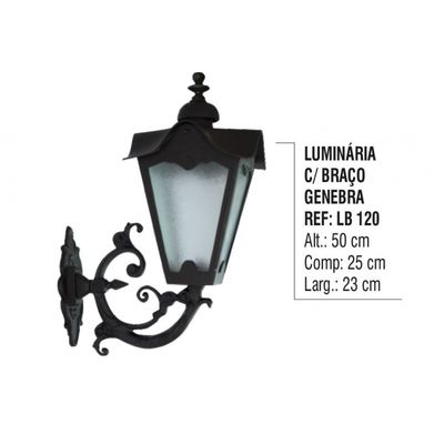 Luminária Genebra com Braço Externa/interna em Alumínio 50cm
