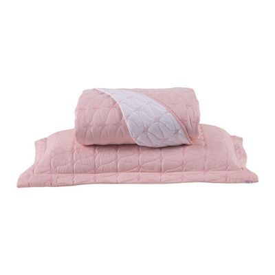 Cobre Leito Solteiro Cristal Percal 200 Fios Bordado 2 Peças Rose