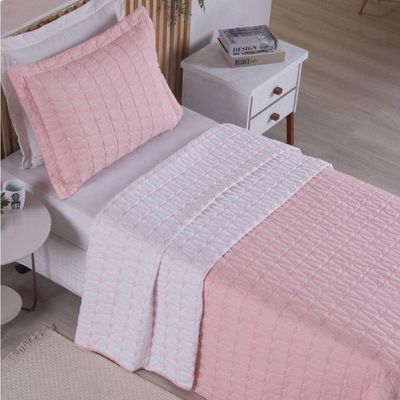 Cobre Leito Solteiro Cristal Percal 200 Fios Bordado 2 Peças Rose