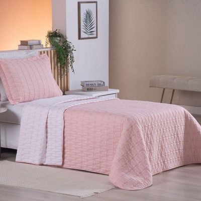Cobre Leito Solteiro Cristal Percal 200 Fios Bordado 2 Peças Rose