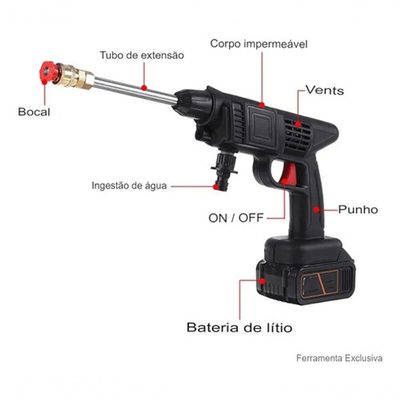 Lavadora De Alta Pressão Pistola Lava Jato Recarregável