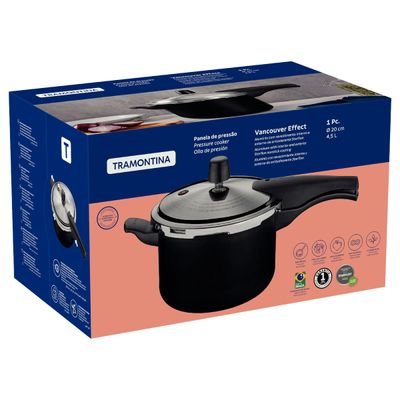 Panela de Pressão Tramontina Vancouver Effect em Alumínio Antiaderente Starflon Max Preto 20 cm 4,5 L