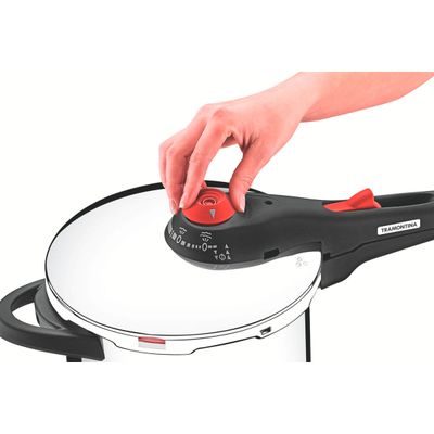Panela de Pressão Tramontina Solar Aço Inox 6 L Fundo Triplo com 5 Dispositivos de Segurança 22 cm