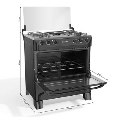 Fogão Mueller 5 Bocas Preto Fosco Acendimento Manual Mfi5ba