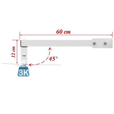 Suporte Projetor Datashow Mini Led Parede Braço 60 Cm - Branco