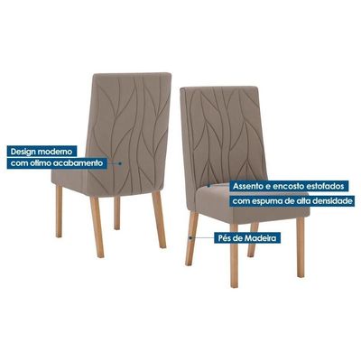 Kit 4 Cadeiras Sala Jantar Eloá 4 Un Nature Suede Light Linho