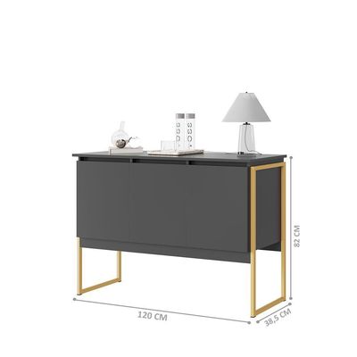 Buffet 3 Portas Classico Siberia - Preto Dourado Preto Dourado
