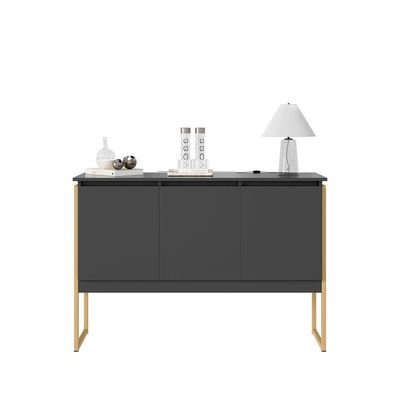 Buffet 3 Portas Classico Siberia - Preto Dourado Preto Dourado
