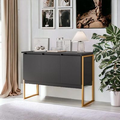 Buffet 3 Portas Classico Siberia - Preto Dourado Preto Dourado