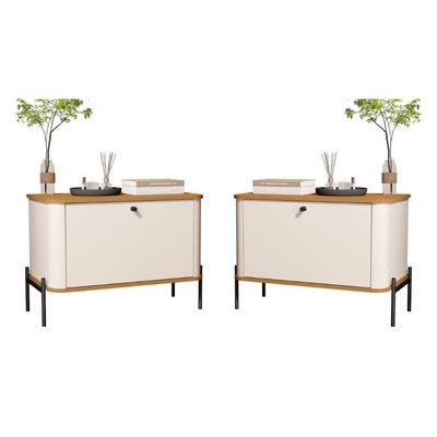 Jogo De Mesa De Cabeceira Sofia Off White Nature Preto