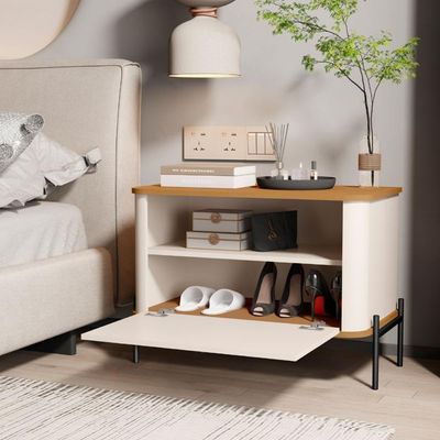 Jogo De Mesa De Cabeceira Sofia Off White Nature Preto