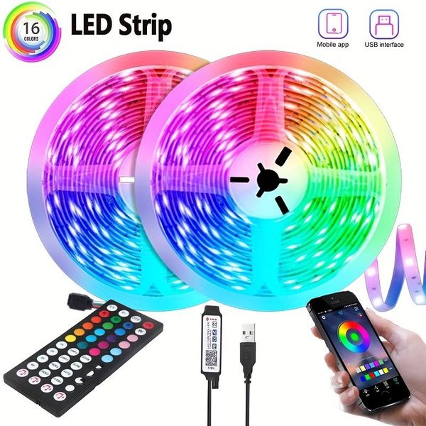 Fitas LED Inteligentes, Controle Remoto RGB5050, Luz Flexível 5V para Decoração 3Teclas-1M / multicolor