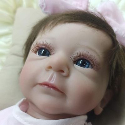 Bebê Reborn Menina Corpo De Viníl De Silicone Artesanal Olhos Abertos