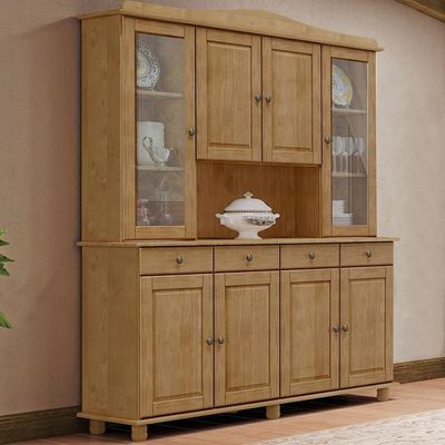 Cristaleira Madeira Maciça 8 Portas 169 Cm 8963 Freijo Milani Store Freijo