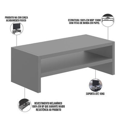 Kit 04 Suportes Para Monitor Stand Home Office Lap 63 Cm L03 Cinza - Lyam