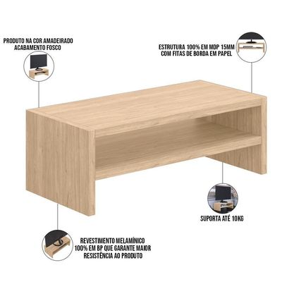 Kit 03 Suportes Para Monitor Stand Home Office Lap 63 Cm L03 Amadeirado - Lyam