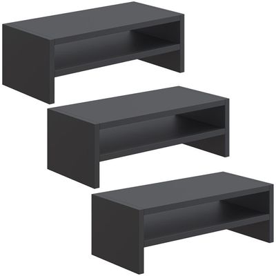 Kit 03 Suportes Para Monitor Stand Home Office Lap 63 Cm L03 Preto - Lyam