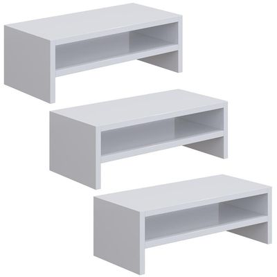 Kit 03 Suportes Para Monitor Stand Home Office Lap 63 Cm L03 Branco - Lyam