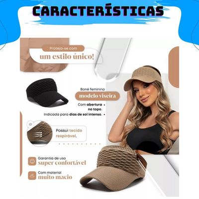 Viseira Aba Longa Boné Moda Blogueira Respirável Amarelo