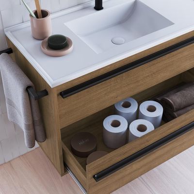 Gabinete De Banheiro Com Lavatorio 80cm Mel Proddy Mel