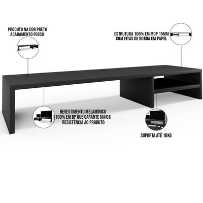 Kit 02 Suportes Para Monitor Stand Home Office Lap 90 Cm L03 Preto - Lyam