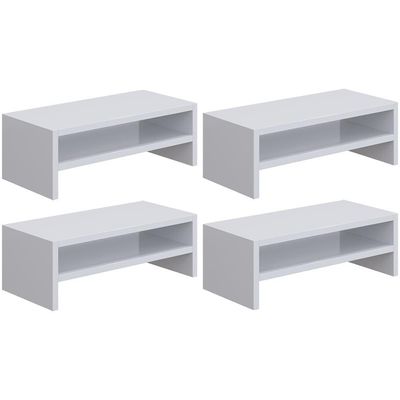 Kit 04 Suportes Para Monitor Stand Home Office Lap 63 Cm L03 Branco - Lyam