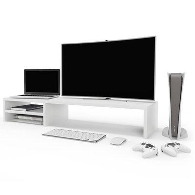 Kit 02 Suportes Para Monitor Stand Home Office Lap 90 Cm L03 Branco - Lyam