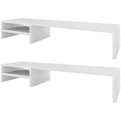 Kit 02 Suportes Para Monitor Stand Home Office Lap 90 Cm L03 Branco - Lyam