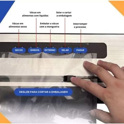 Máquina Seladora A Vácuo Em Inox Com 10 Sacos Bivolt 38cm