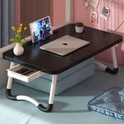 Mesa Notebook Dobravel Home Office Bandeja Sofa Cama Multiuso Suporte Porta Copo Preto