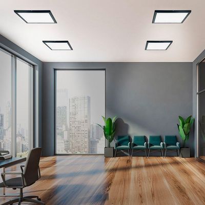 Painel De Led Blumenau Backlight Quadrado De Sobrepor 32w Bivolt Preto 4100k Luz Neutra