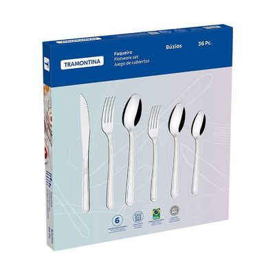 Jogo De Talheres 36 Peças Tramontina Búzios 23798068 Inox Inox 23798068