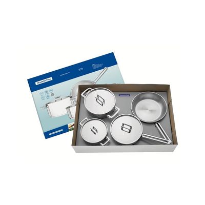 Jogo de Panelas Aço Inox Indução Tramontina 4 Peças Brava