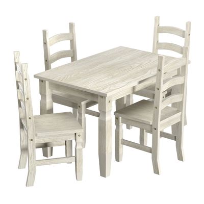Mesa de Jantar em Madeira Pátina Branca 120x80 cm Elliottiis