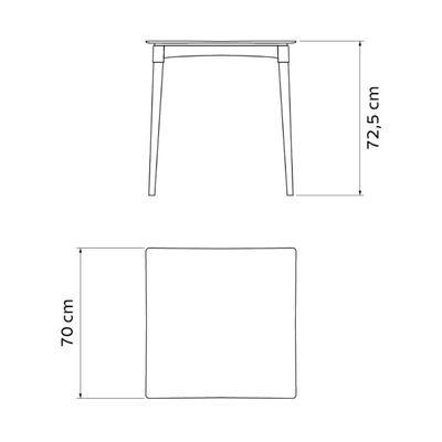 Mesa Tramontina Diana 70x70 cm em Polipropileno Preto com Pernas de Madeira Eucalipto