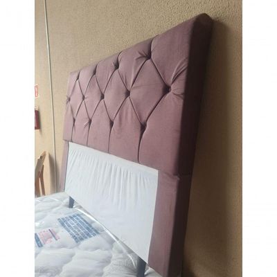 Cabeceira Pâmela Cama Box Estofada Capitone Élpis Móveis Suede Marron 90cm