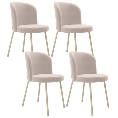 Kit 4 Cadeiras Sala De Jantar Estofada Gavi Arena L02 Suede Bege Lyam Decor