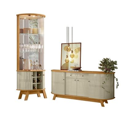 Conjunto Buffet E Cristaleira Arizona Cumaru Opala