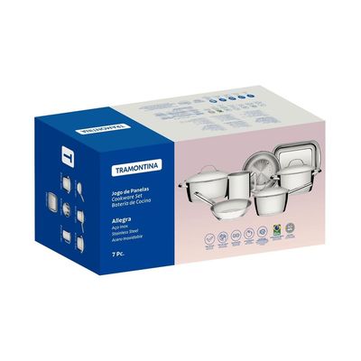 Jogo De Panelas 7 Peças Allegra Aço Inox Tramontina