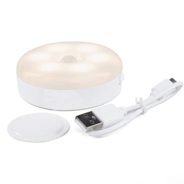 Luminária Lâmpada Recarregável Com 6 LED Sem Fio Sensor Presença Armário Escadas Banheiros Carregamento USB
