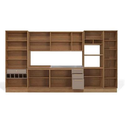 Kit Cozinha Modulada 8 Peças Botanic 2 Aéreos + 2 Balcões+3paneleiros + 1 Complemento Sem Pia C8p34 Nogueira Fendi